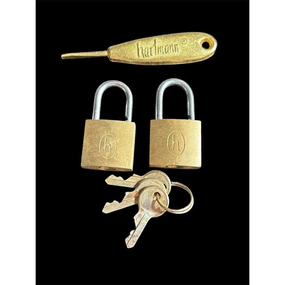 Vtg Brass Hartman Luggage Locks Keys Flathead Screwdriver Tool